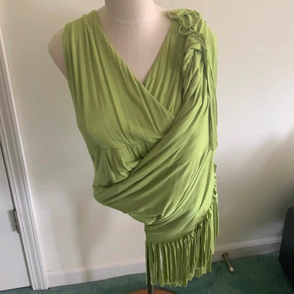 Kate & Mallory lime green fringe dress